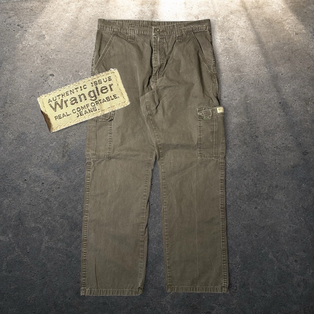 Wrangler Authentic Issue Cargo Pants Olive Ripstop 32x30 Skater Y2K Gorpcore